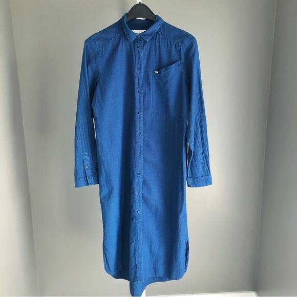 STUDIO ONLY Oversized Minimalist Navy Loose Fit Long Sleeves Maxi Shirt Dress. - Picture 14 of 14